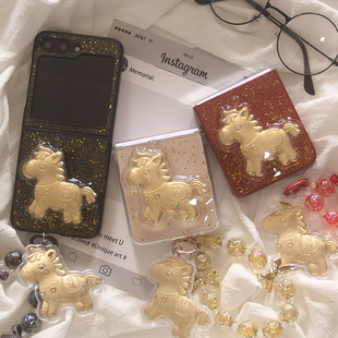 ins马年滴胶金箔马上有钱适用Galaxy三星Zflip7手机壳创意zflip6折叠屏zflip5防摔ZFLIP4 3手链保护套男女款