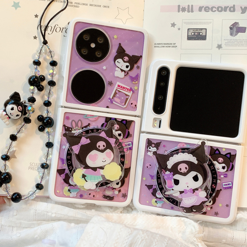 ins日韩风卡通可爱库洛米适用华为Pura X手机壳创意新款Pocket 2磁吸支架小米mixflip2折叠屏保护套手链女款