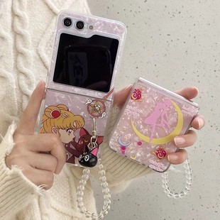 ins日韩梦幻贝母卡通美少女适用于三星Zflip7手机壳新款 zflip5折叠屏zflip6防摔w23flip手链ZFLIP4保护套少女