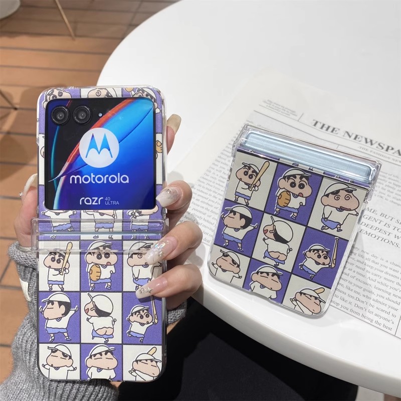 ins韩系卡通可爱打棒球蜡笔小新适用摩托罗拉motorazr60ulta手机壳Razr50防摔Razr6pro全包razr40ulta保护套