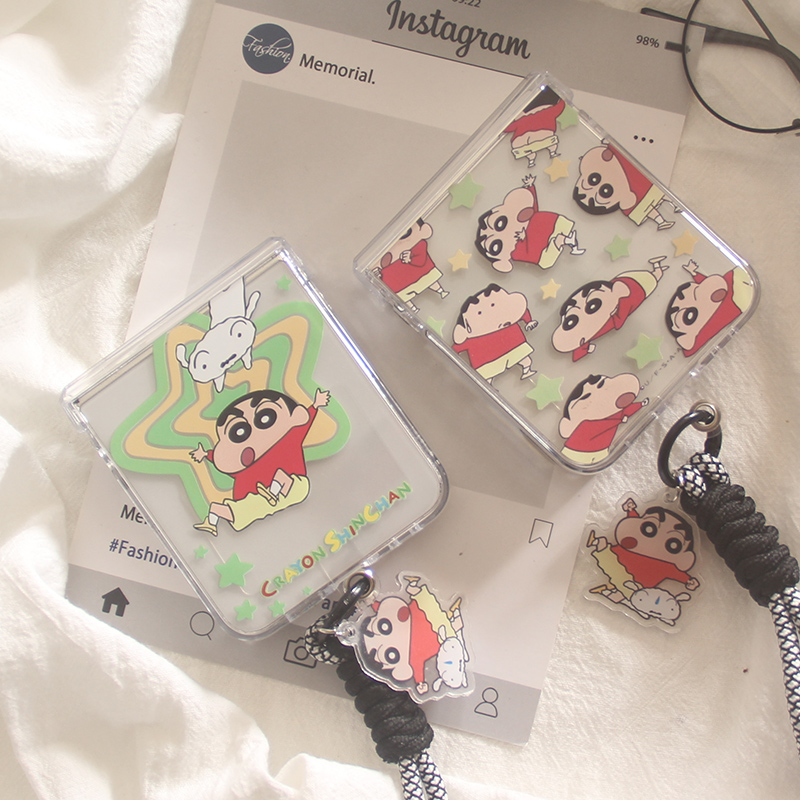 适用华为puraX手机壳Pocket2韩风ins卡通小白蜡笔小新OPPOFindN3Flip摩托罗拉Razr60R50折叠屏小米mixflip2套