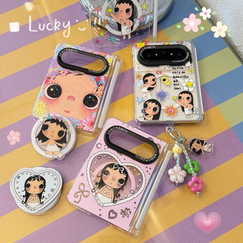 ins韩系可爱卡通女孩小玉适用华为puraxmax手机壳新款折叠屏保护套puraX2手链x max磁吸支架中轴全包防摔女款
