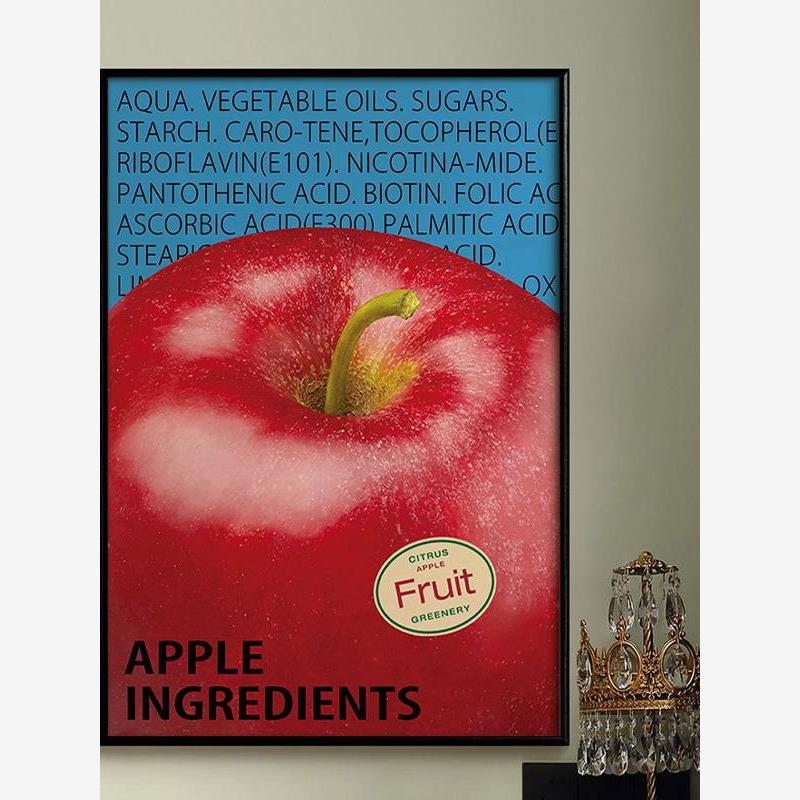 APPLE 水果时尚美食海报挂画清新治愈房间卧室咖啡店餐厅装饰画图片