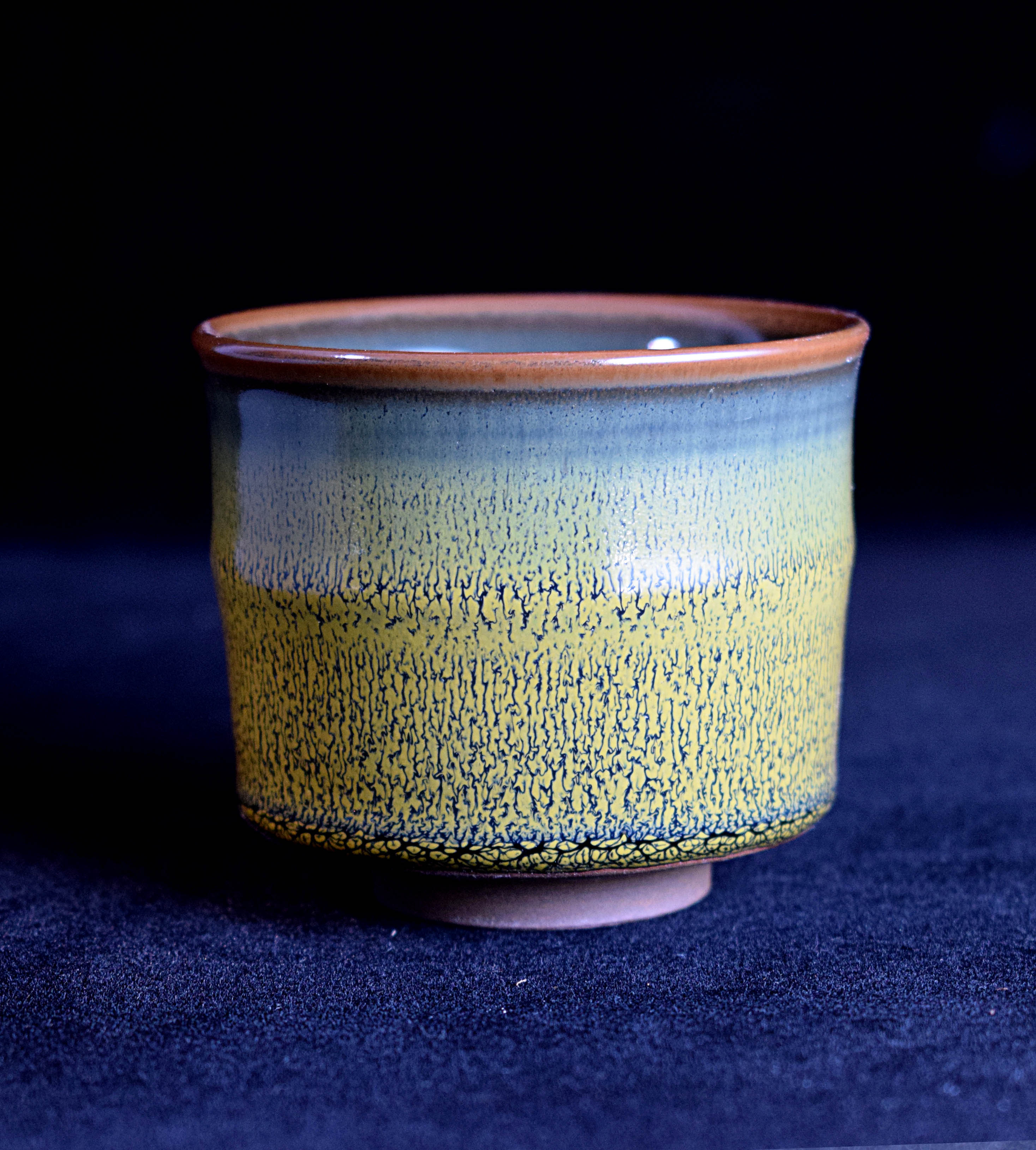 Cốc Trà Kiến Trản, Cốc Chủ Nhân, Men Gốm Sứ Kiến Dương, Cốc Nhỏ Dầu Lông Thỏ, Bộ Trà, Cốc Một Ngụm Trăm Hoa Kỳ Lân Xanh