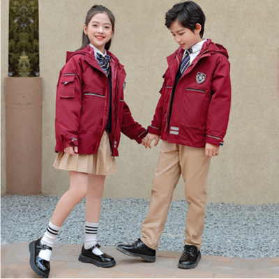 小学生校服班服冬装冲锋衣可拆卸羽绒内胆儿童加厚 羽绒服