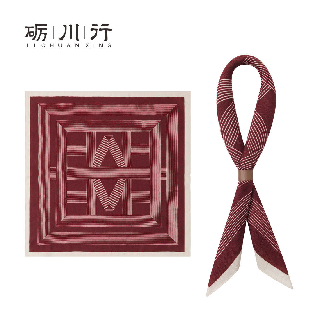 线面迷宫游戏潮流丝巾经典男士商务领巾仿羊毛配饰装饰围脖方巾
