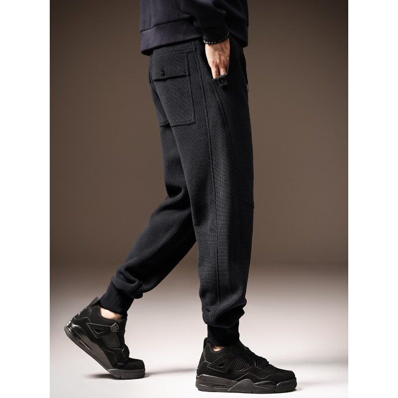 高端美式灯芯绒休闲裤男士潮牌2025冬季新款运动宽松束脚卫裤子男