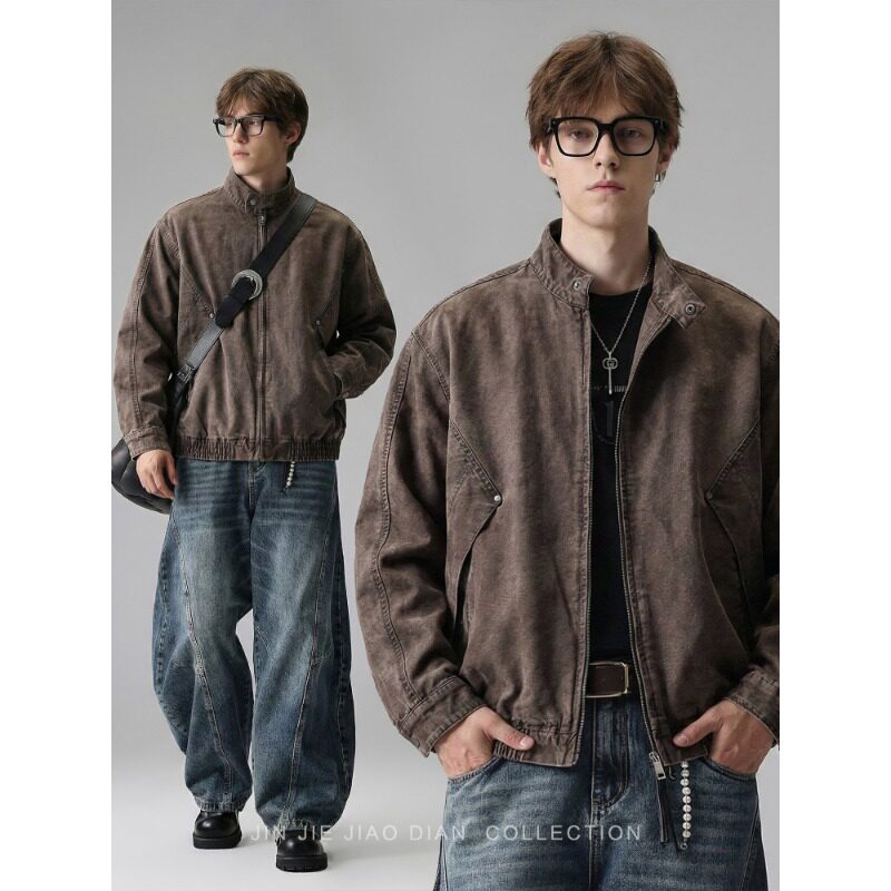 2026早春新款底特律高端复古纯棉水洗工装外套男士美式休闲夹克男