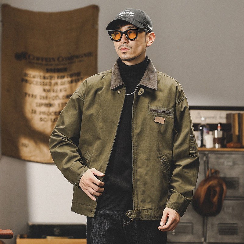 重磅工装夹克美式翻领春秋宽松