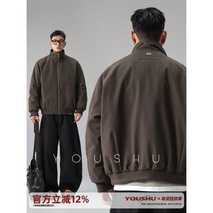 白鸭绒立领夹克羽绒服男冬季2025新款潮牌宽松轻薄保暖外套