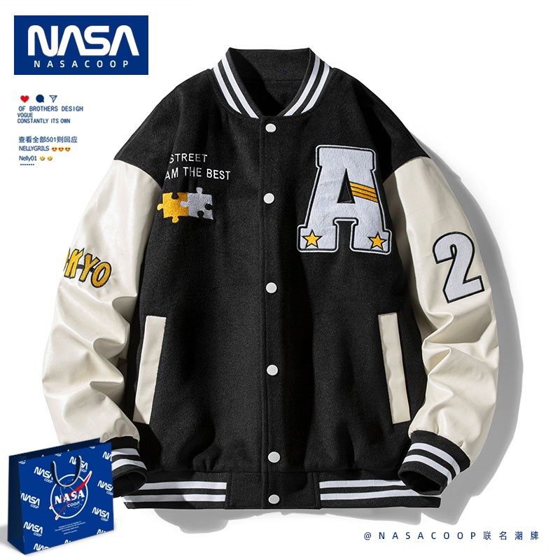 NASA联名潮牌美式棒球服春秋宽松休闲外套男士oversize学院风情侣
