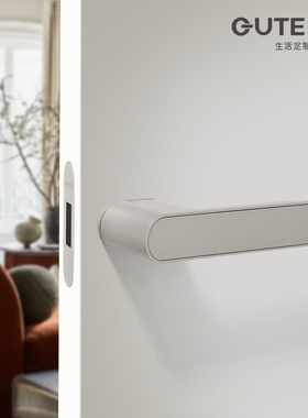 固特门锁室内卧室门把手意式极简磁吸静音生态锁家用房门灰色锁具