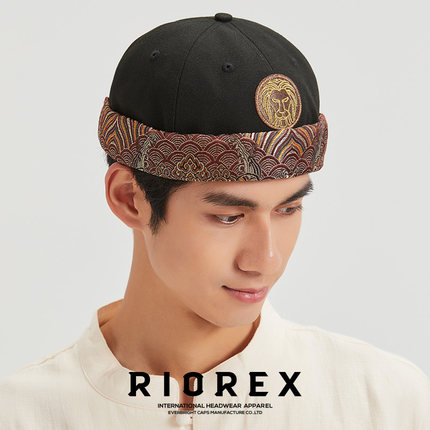 个性潮酷帽子男地主帽潮牌雅痞无帽檐中国风古风水手帽王爷瓜皮帽