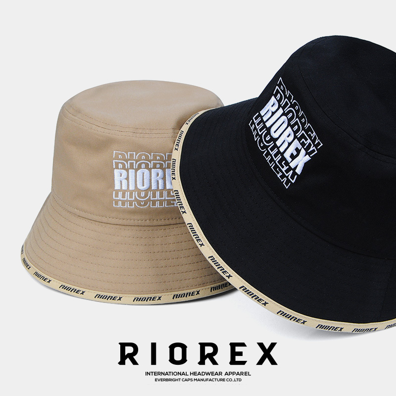 新款潮酷渔夫帽男女帽子遮阳透气运动个性刺绣夏款花边加深顶盆帽