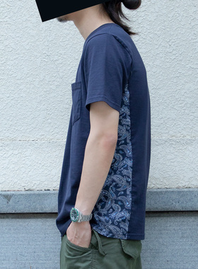 STAPH拼接蓝腰果花短袖T恤Side Tee