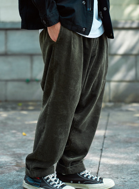 老芬staph日本进口面料重磅灯芯绒锥形九分长裤