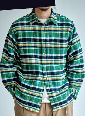老芬staph日本进口面料法兰绒厚实格子长袖衬衣衬衫check shirt