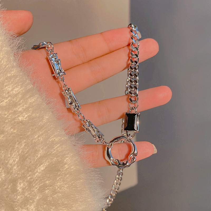 不对称合金几何项链女街舞项链辣妹毛衣链轻奢小众百搭锁骨链