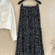 碎花半身裙开叉垂感夏季 新款 a字裙胖m显瘦梨型身材遮胯雪纺中长裙