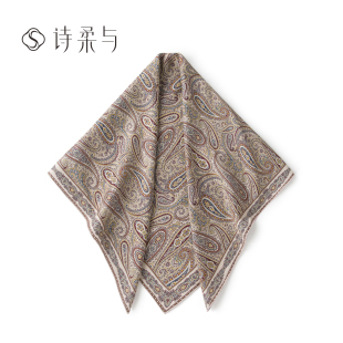 大披肩时尚 秋季 女士真丝双面提花大方巾文艺复古桑蚕丝薄款