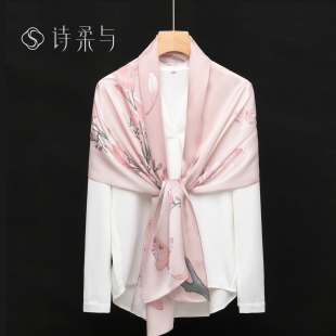 丝巾100%桑蚕丝女纪念日送妈妈围巾高端送礼七夕礼盒装 新年送礼