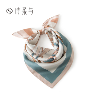 装 气质款 饰发带绑包丝带女 桑蚕丝小方巾 复古宫廷风马具西部领巾