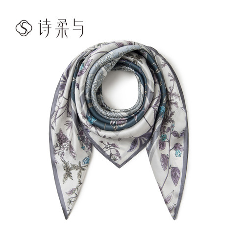 高级感素绉缎桑蚕丝围巾披肩