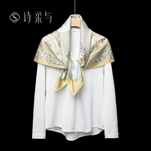 小众设计感双面提花桑蚕丝大方巾女杭州丝绸通勤礼物秋季 真丝 新款