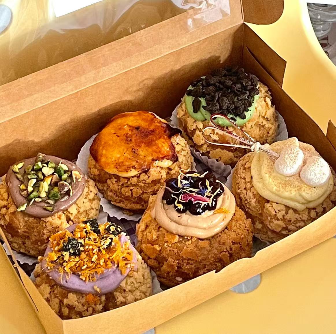 甜品台商用酥皮泡芙壳无需复烤半成品脆皮泡芙批发糕点烘焙甜品店