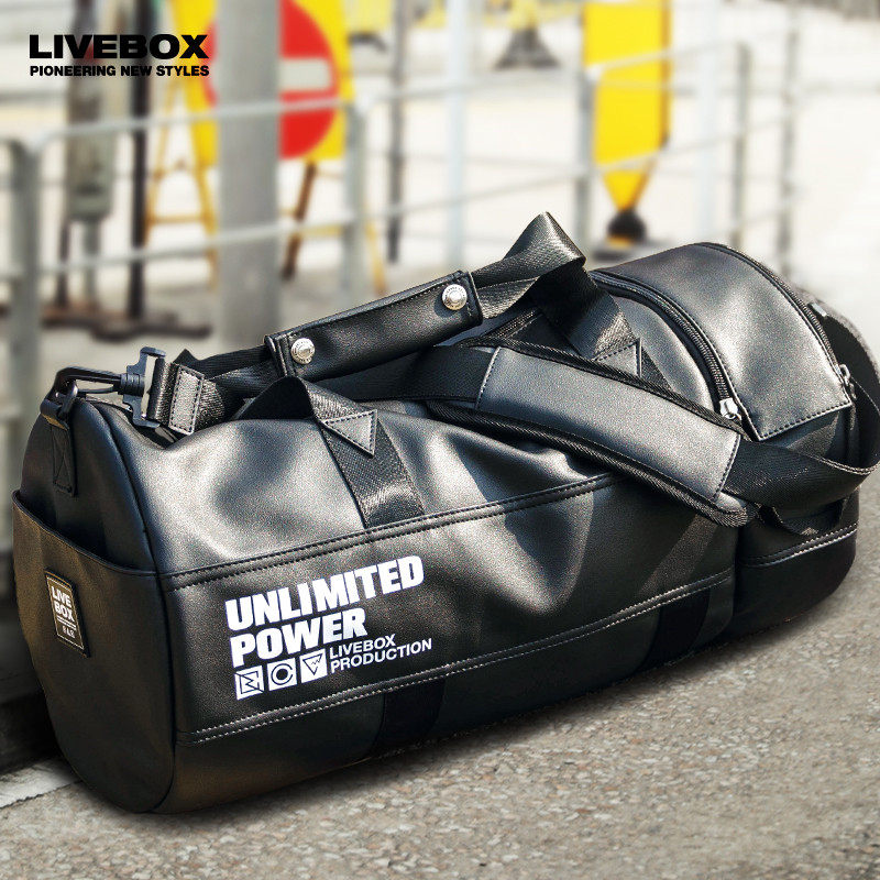 LIVEBOX干湿分离健身包男游泳皮质潮牌斜挎运动包单肩桶包训练在类目 箱包皮具/热销女包/男包, 旅行袋中 - 来自Buy2taobao.com提供专业的淘宝代购服务