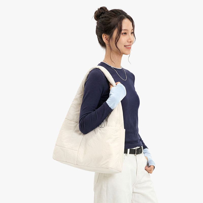 livebox单肩包大容量包包托特包女通勤电脑包白色hobo小众