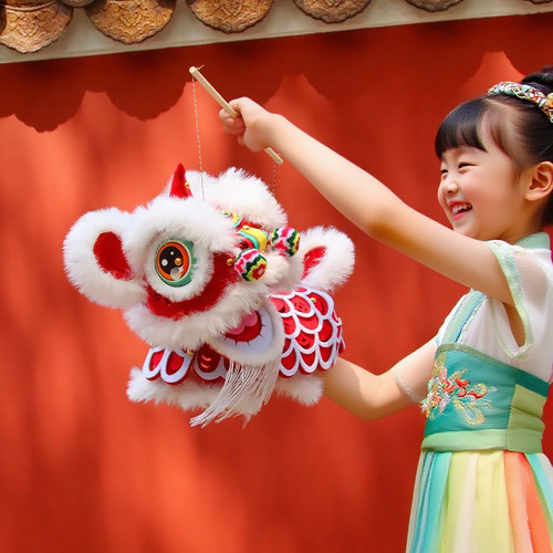 2025中秋节国风灯笼非遗醒狮花灯幼儿园活动手工diy创意国潮灯笼