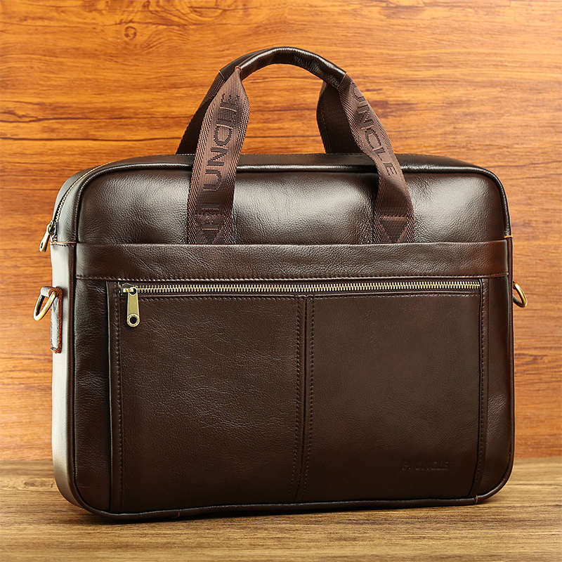 多功能手提包男士真皮单肩斜挎包文件袋办公室通勤背包纯头层牛皮