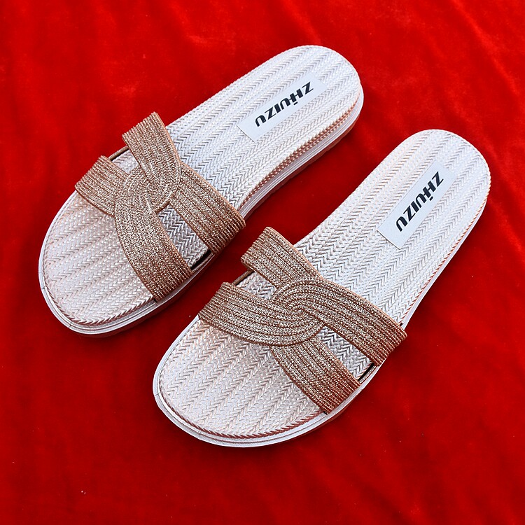 夏季新款智慧足软底女拖鞋高颜值水晶凉拖厚底防滑镂空洞洞鞋外穿