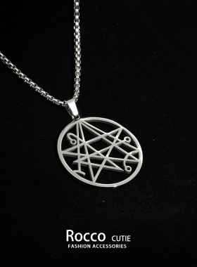 死灵之书克苏鲁神话万物归一者犹格索托斯六芒星幸运吊坠钛钢项链