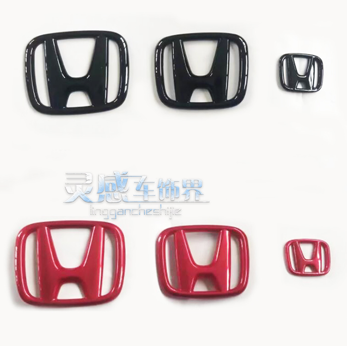 适用于22款第11代思域改装中网前脸后尾方向盘车标装红黑标饰贴框