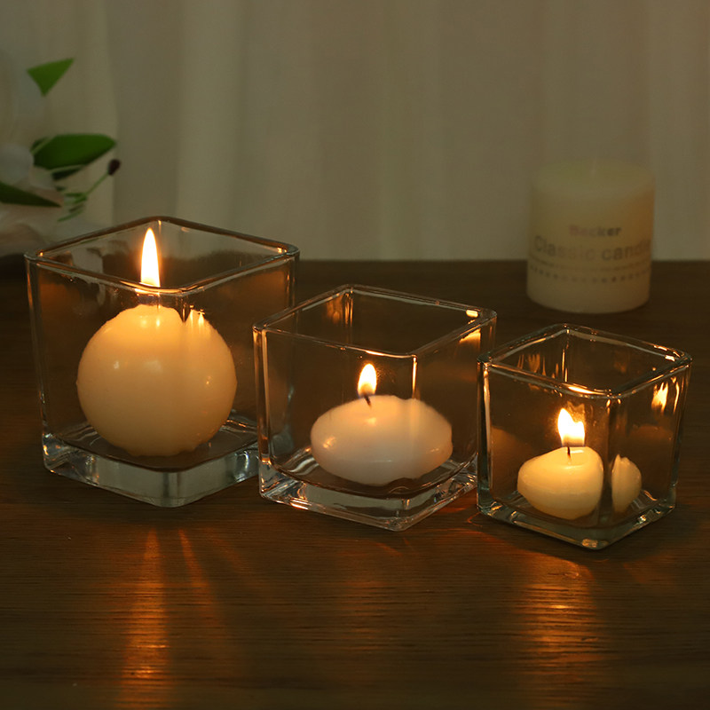 광장 DIY 아로마 테라피 캔들 컵 로맨틱 발렌타인 데이 저녁 생일 파티 장식 분위기 유리 캔들 홀더 단순