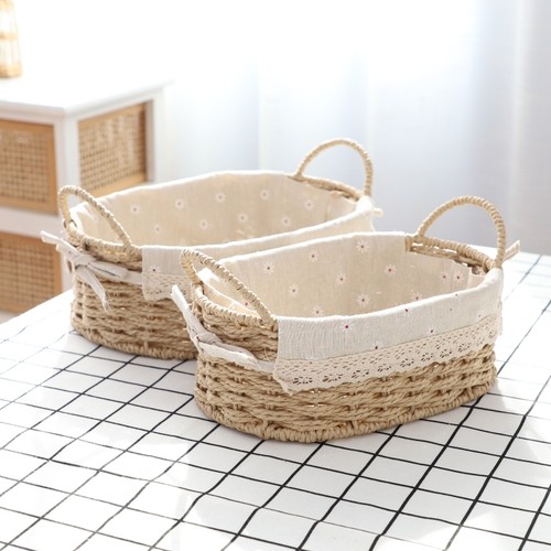 金柳零食篮子手工编制纸编收纳筐