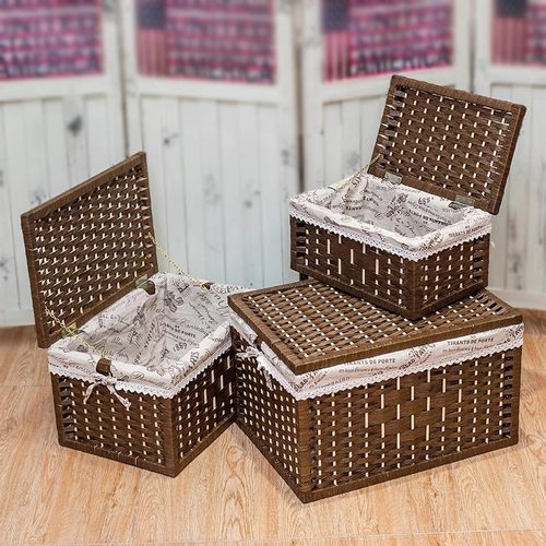 金柳收纳箱储物篮桌面藤编筐