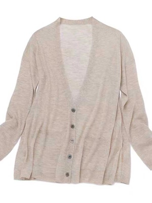 高支水溶精纺细羊毛v领百搭超显瘦薄款防晒空调衫开衫女针织长袖