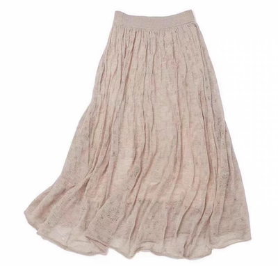 花影 典藏版精纺100支羊绒提花半裙/真丝内衬 内蒙版