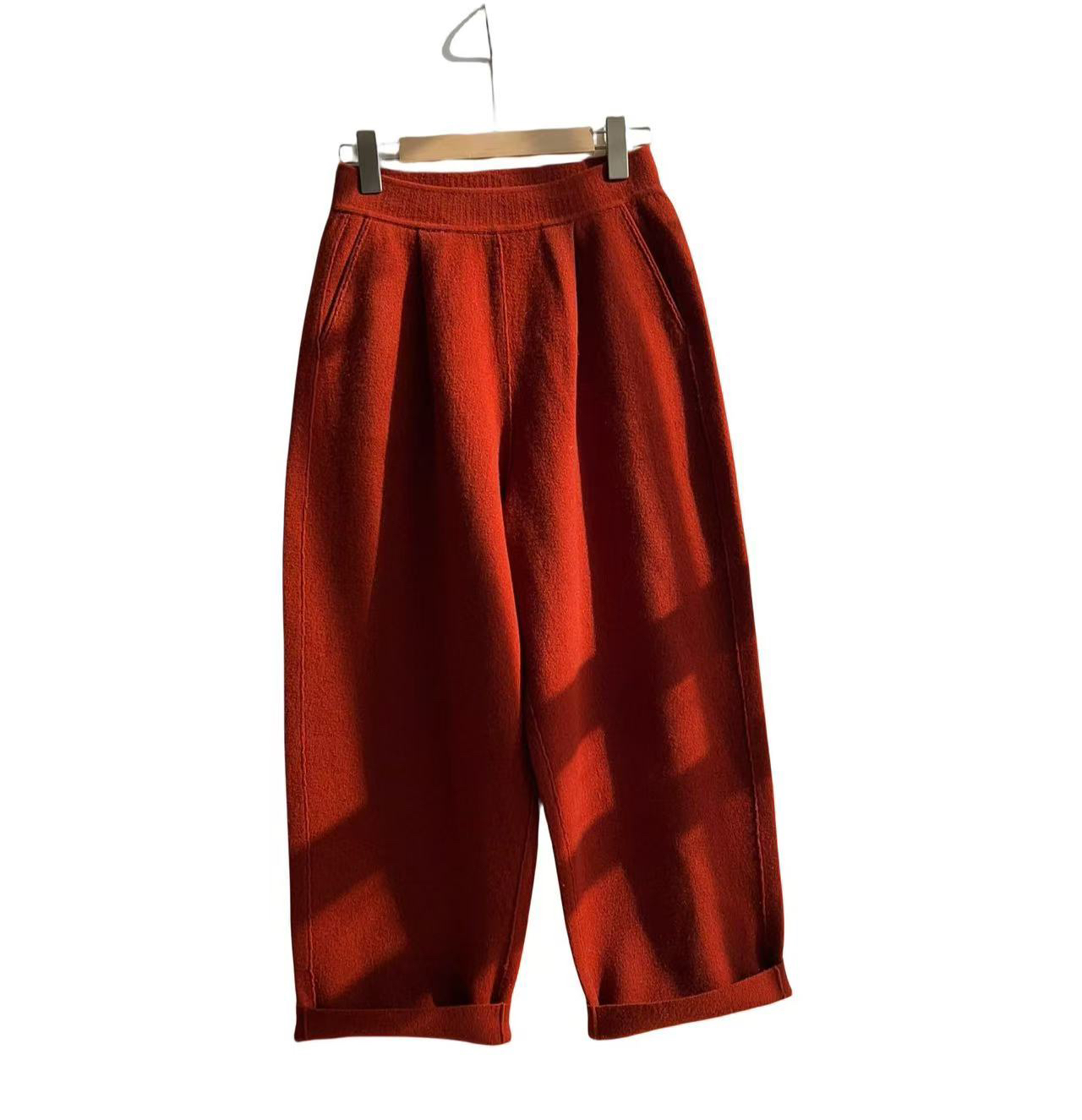 内蒙山羊绒老钱风轻奢裤子秋冬通勤减龄百搭时尚简约女针织裤加厚