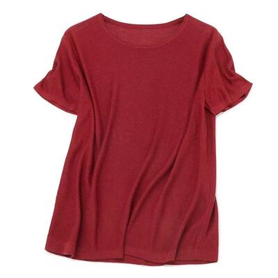 清风闲月 清凉真丝羊绒正肩半袖T 简约/纯色