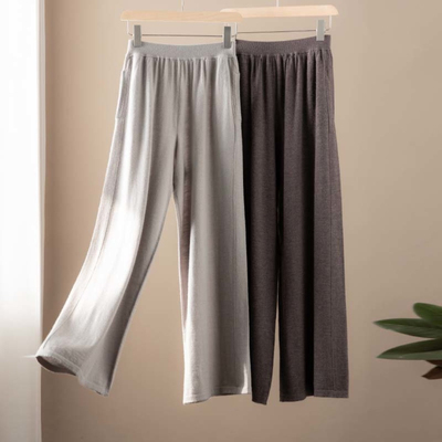 新品精纺100%山羊绒休闲阔腿裤，通透轻薄，光滑柔顺，提升品味