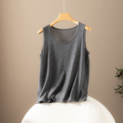 YRD1003新品圆领吊带精纺80支18针山羊绒100针织衫背心