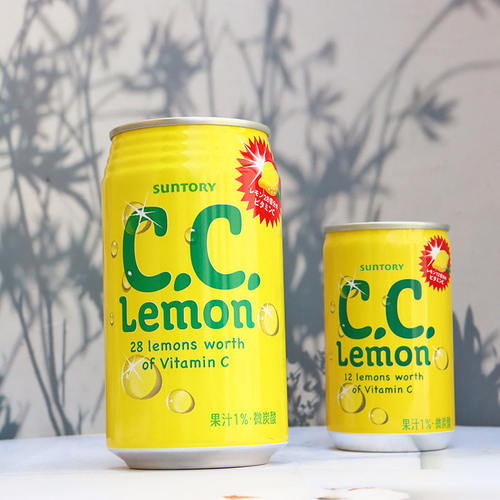 日本进口SUNTORY三得利柠檬cc lemon CC碳酸饮料铝罐汽水350ml/瓶