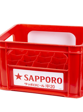 日本进口三宝乐空箱子啤酒塑料筐装酒框玻璃瓶装收纳箱酒吧框原装