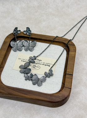 意大利进口 925银镀黑银 多蝶系列 项链耳坠设计师款