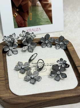 意大利进口 925银镀黑银技术 三花耳拍 大气款A155