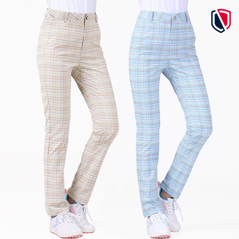 长裤格子golf女速修身显瘦夏季